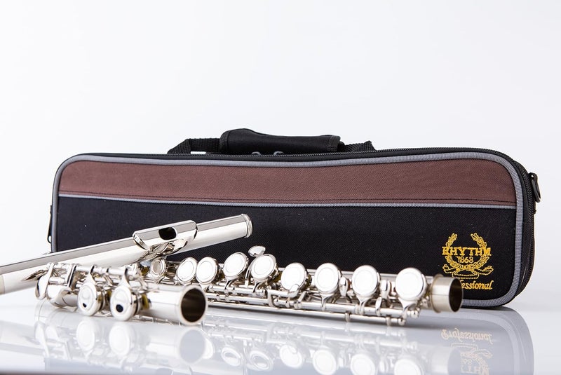 Rhythm C Flutes with Engraved Flower Closed Hole 16 Keys Flute For Student, Beginner with Stand, Carrying Case, Cleaning Kit, Gloves, Tuning Rod (Ni-Silver Color) - Image 5